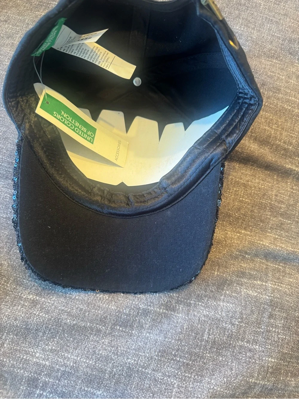 United Colors Of Benetton Black Sequin Baseball Cap